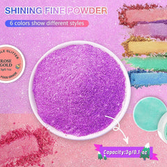 Sclipici comestibil 6 x 3g, Sclipici comestibil pentru băuturi, Sclipici alimentar, Set de 6 culori, Pudră sclipici, Sclipici pentru copt pentru ciocolată, căpșuni, prăjituri, fondant, băuturi, Inodor, Vegan