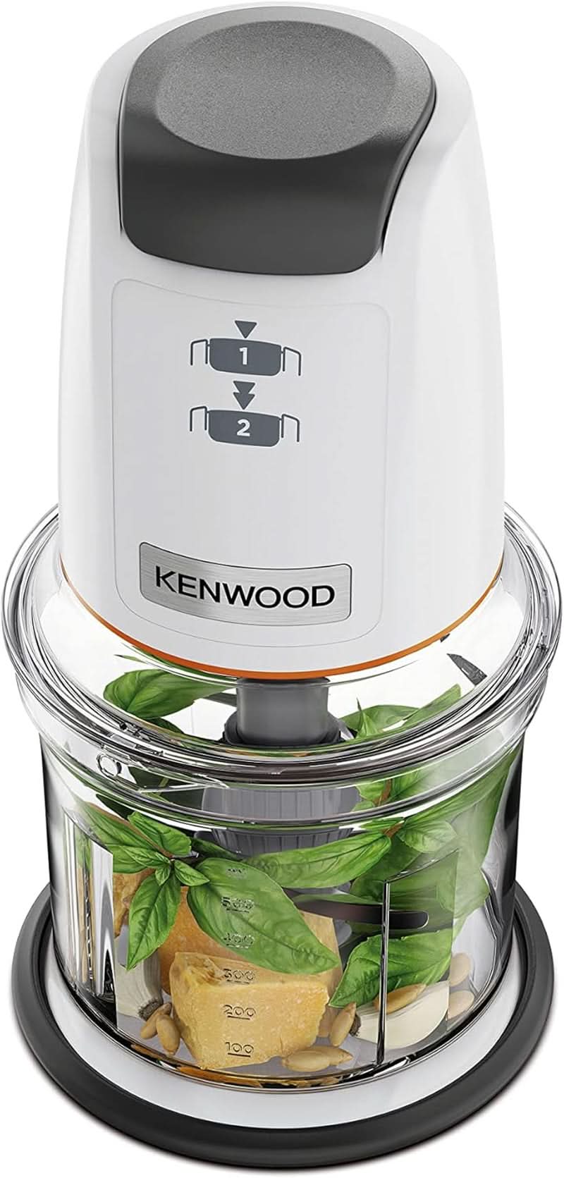 Kenwood Easychop CHP61.000WH, Zerkleinerer Mit Vier Klingen, Schüssel 0.5 L, Druckantrieb, 2 Geschwindigkeiten, Rutschfester Ring, Spülmaschinenfest, Eisbrecher, 500 W, Weiß Kitchen Naty Shop