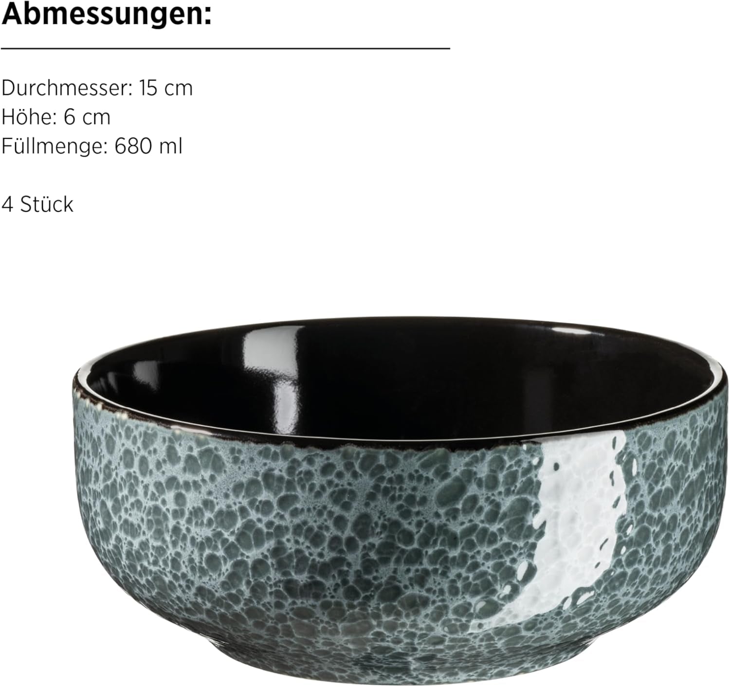 MÄSER 934110 Seria Filippa, Set de veselă din ceramică pentru 4 persoane, Set de veselă modern combinat cu 16 piese; Farfurii, boluri și căni cu glazură reactivă în verde și negru, Gresie, Verde