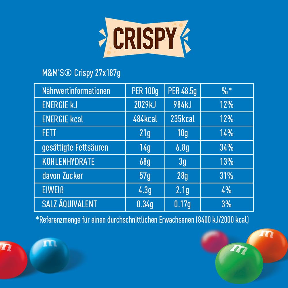 M&M'S Crispy, chipsuri de ciocolată cu miez crocant Bomboane de Ciocolata Naty Shop