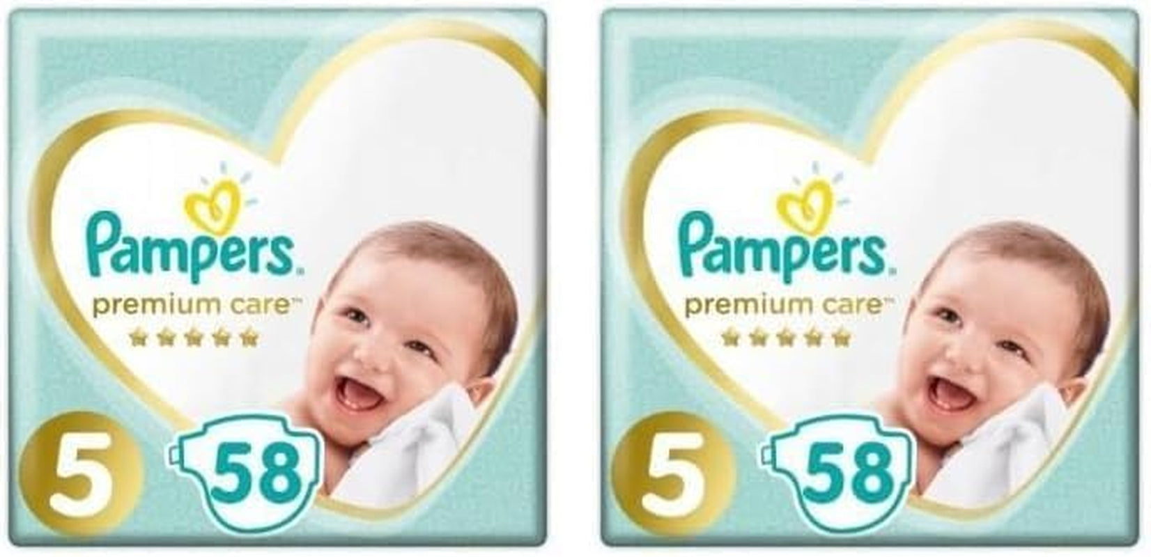 Pannolini Pampers taglia 5 (11-16 kg), pannolini Premium Care, 58 pezzi, comfort e protezione ottimali per la pelle sensibile di Pampers