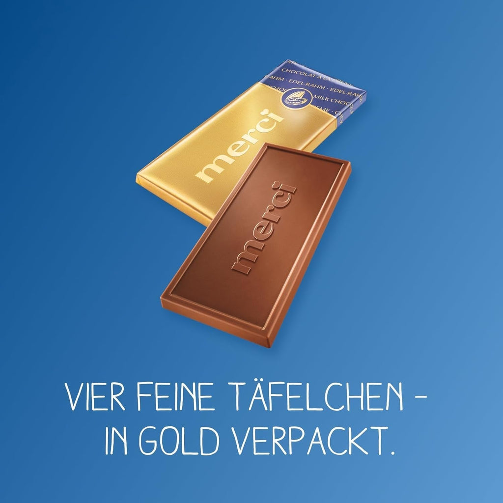 Tabletă de ciocolată Merci cremă fină, 100 grame Bomboane de Ciocolata Naty Shop
