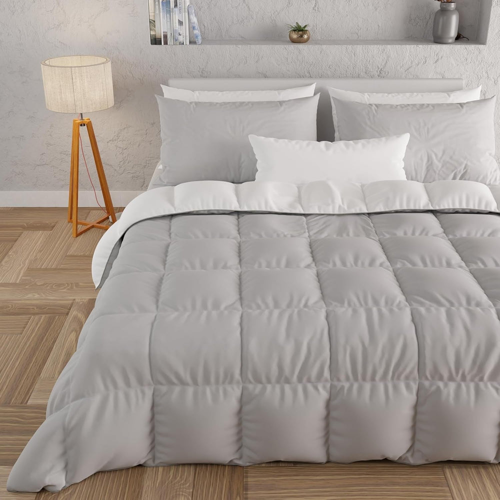 PETTI Artigiani Italiani - Cuvertură de iarnă pentru pat dublu, maxi, monocoloră, față-verso, alb, gri, 100% Made in Italy Plapumi si pilote Naty Shop