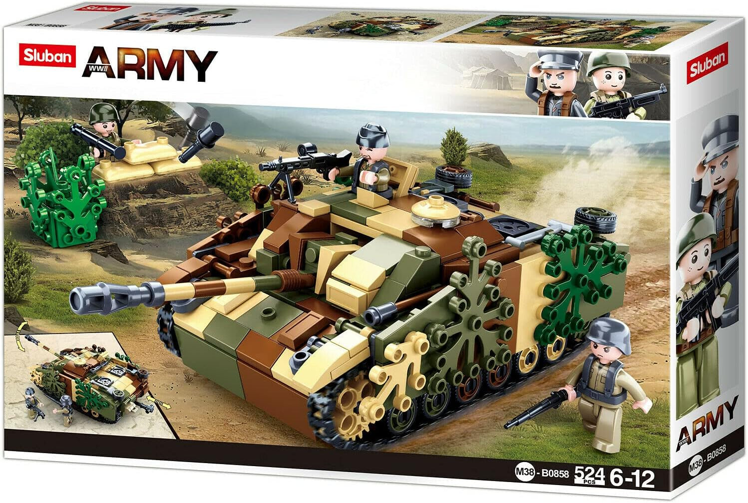 Seconda guerra mondiale - Deutscher Jagdpanzer (524 Teile), Spielset, Steckbausteine, mit Spielfigur, für Kinder ab 4 Jahren, Mehrfarbig