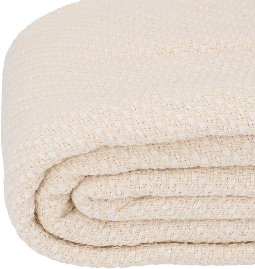 HOMLA Morris Plaid Coperta in cotone con frange - Coperta morbida e confortevole Coperta in cotone - tessuto pregiato 130 X 170 cm Ecru Letti e coperte Besuche den HOMLA-Store