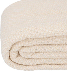 HOMLA Morris Plaid Coperta in cotone con frange - Coperta morbida e confortevole Coperta in cotone - tessuto pregiato 130 X 170 cm Ecru Letti e coperte Besuche den HOMLA-Store