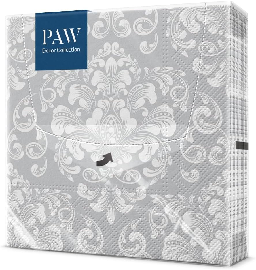 PAW - Șervețele gofrate 3 straturi (33 X 33 Cm) I 20 bucăți I Perfect pentru zile de naștere, petreceri, nunți, comuniuni, sărbători I Decorațiuni de masă Șervețele din hârtie texturată I Inspirație modernă (Hortensia)