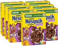 Nestlé NESQUIK Crunchy Brownie, cereali da colazione croccanti con gocce di cioccolato e una forma innovativa per croccanti extra, confezione da 7 (7 x 300 g)