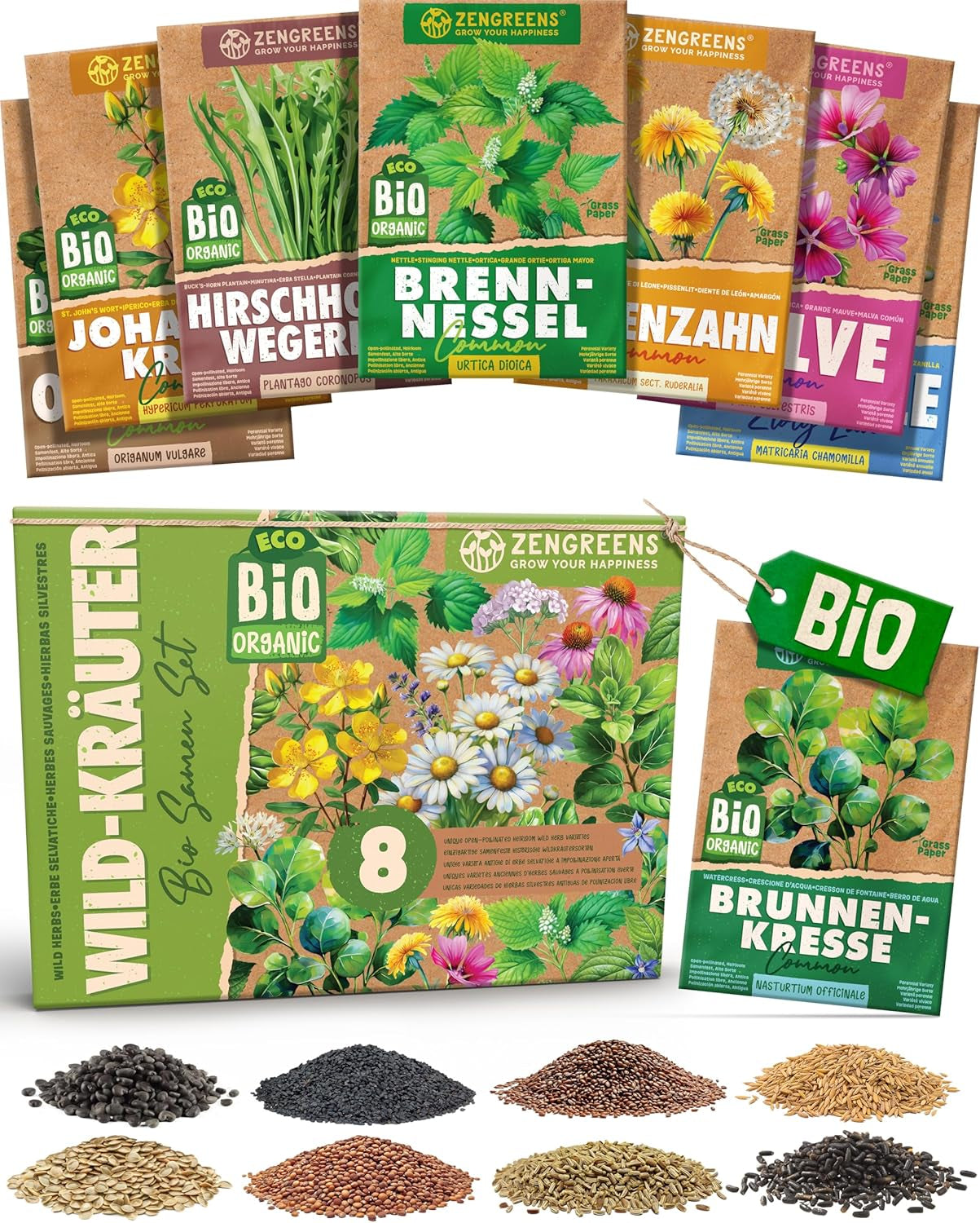 Semi di basilico biologico in set da 6 - 6 semi di basilico per una facile coltivazione in giardino, balcone o aiuola rialzata - Semi di piante - Piantine