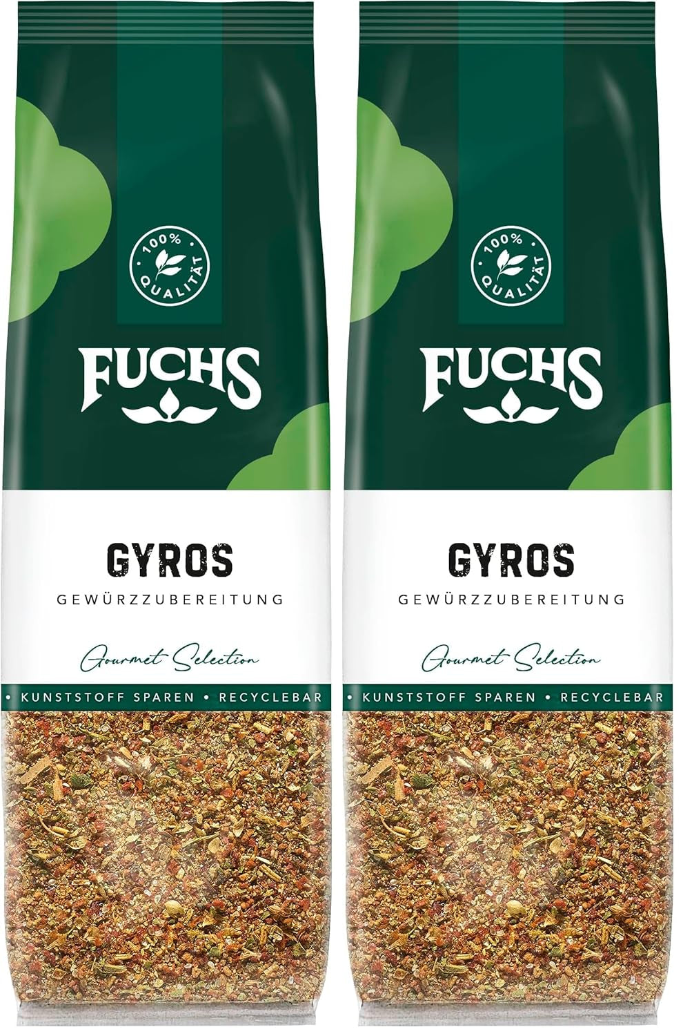 Fuchs Gewürze - Gyros Gewürzzubereitung im recyclableen Nachfüllbeutel, Gewürzmischung mit gewählteten Kräutern für Rind und Schweinefleisch - 70 g