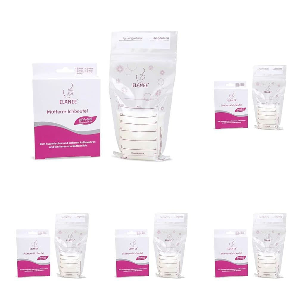 Buste per latte materno ELANEE, dal sapore neutro e presterilizzate Accessori Alimentazione e Allattamento Bebe Naty Shop 20 pezzi (confezione da 5) Senza supporto