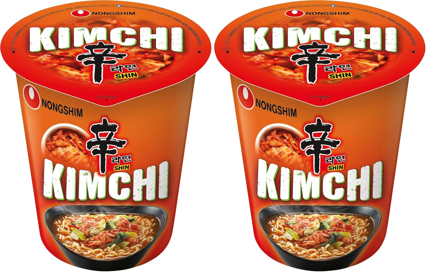 Noodles istantanei Nong Shim Kimchi Ramyun Ciotola grande - Zuppa di ramen coreana - Preparazione rapida - 1 confezione da 112 g
