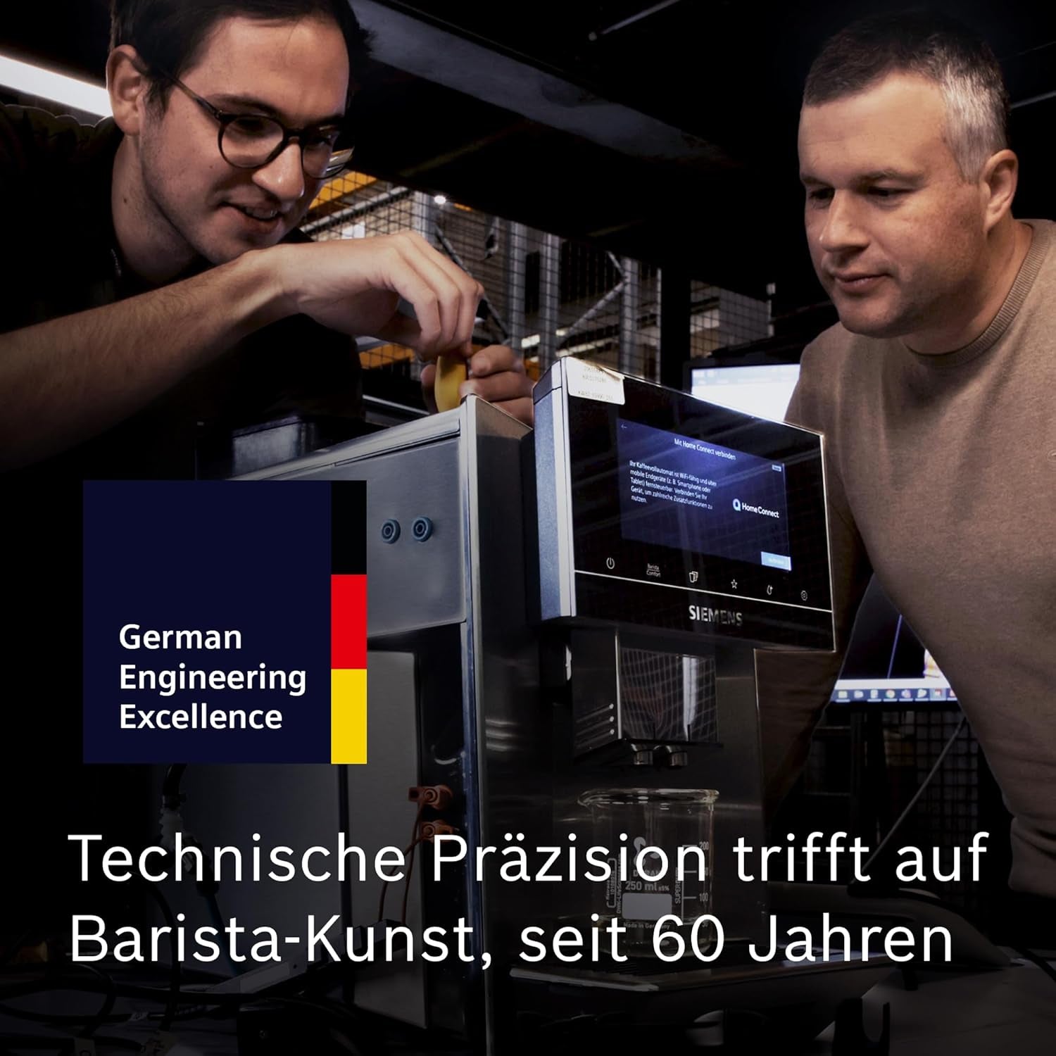 Espressor complet automat SIEMENS EQ900 TQ905D03, control prin aplicație, afișaj complet tactil, mod barista, reducere a zgomotului, până la 10 profiluri, râșniță premium, curățare automată cu abur, 1500 W, oțel inoxidabil