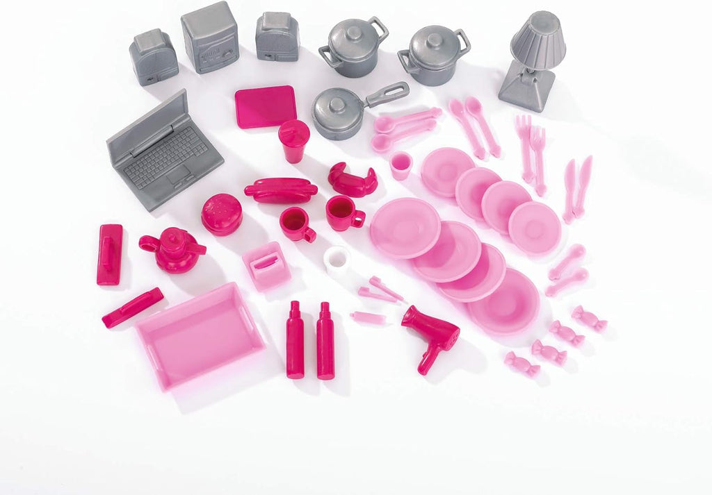 Simba 104661996 - Steffi Love Dreamhouse, Casă de joacă mare, 4 camere, FĂRĂ PUPPETS, 84cm înălțime, Două etaje, Clopoțel funcțional, Pliabil Casute de papusi Naty Shop