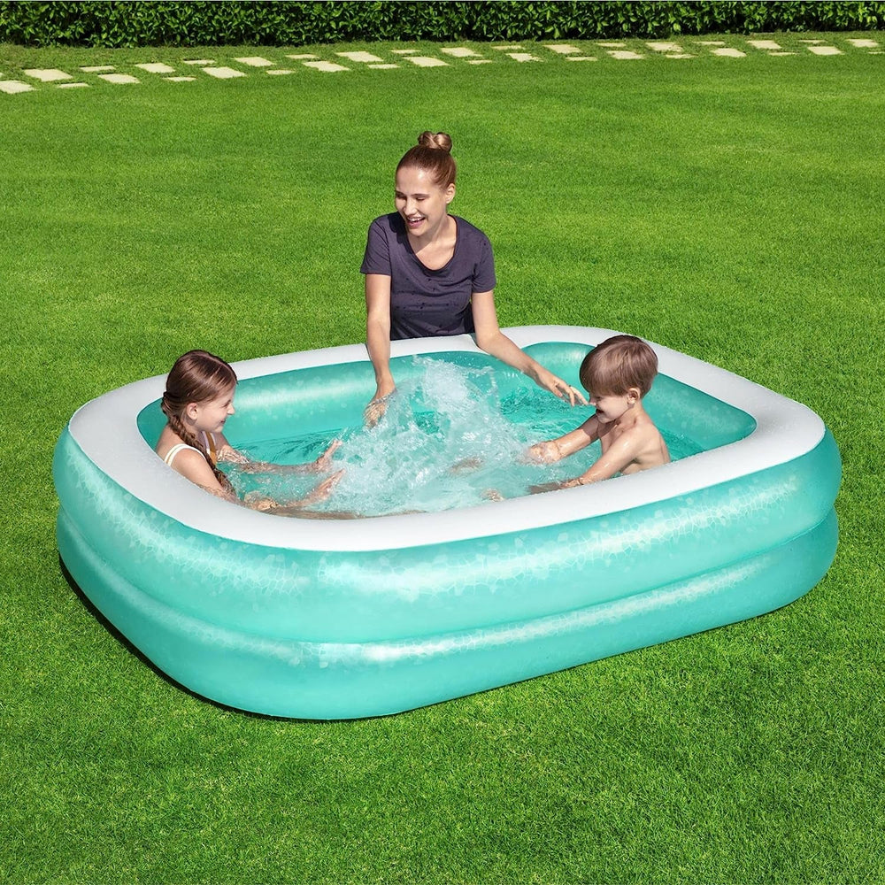 Piscină familială, 262 x 175 x 51 cm și 54005 Piscină familială transparentă gonflabilă, 201 x 150 x 51 cm - Verde