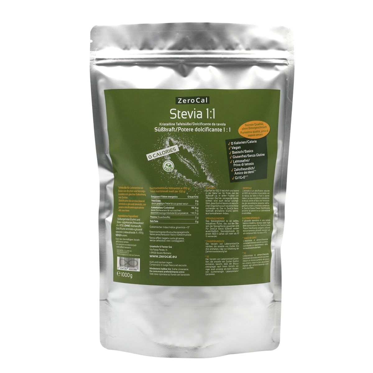 Stevia 1:1 (Erythrit - Stevia) - Natürlicher Zuckerersatzstoff, 1000 G Dolcificanti Naty Shop Titolo predefinito