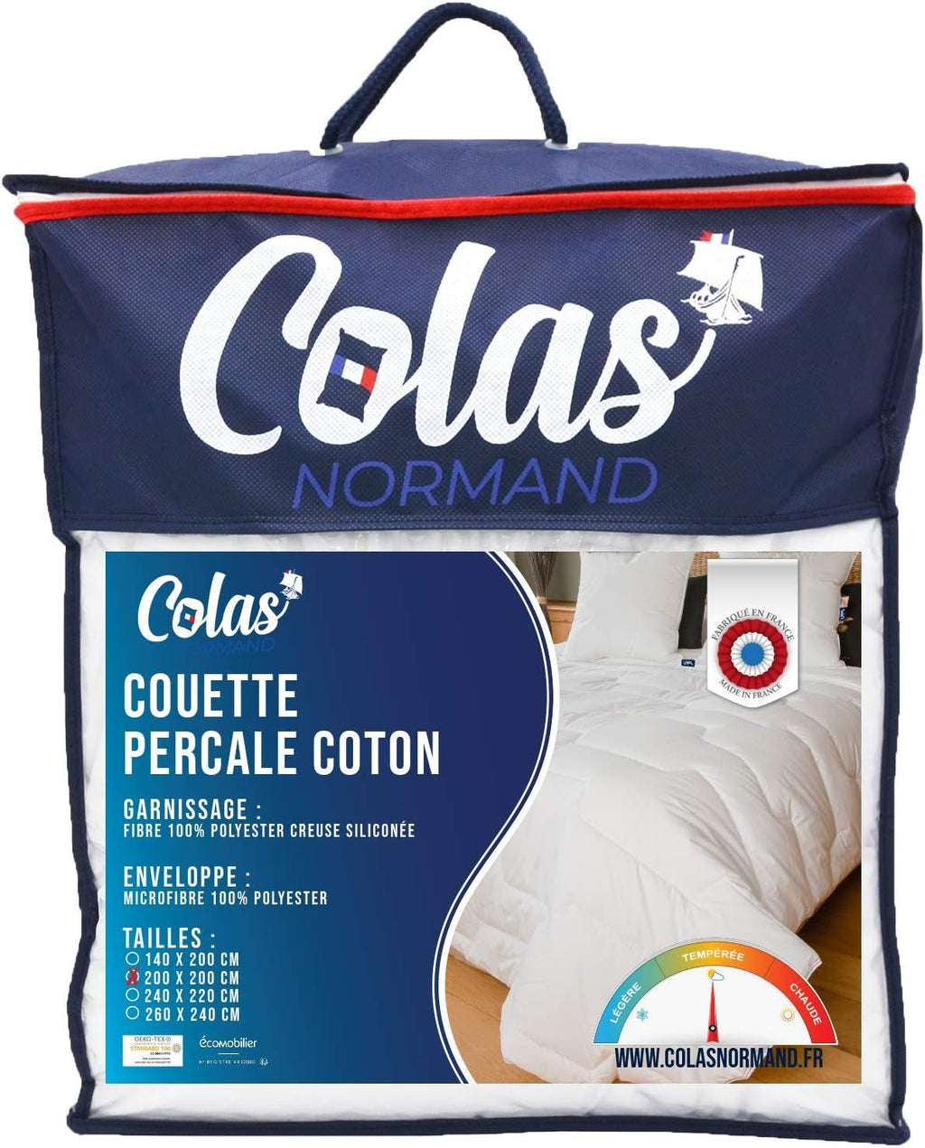 Plapumă din bumbac Percale, 240 X 220 cm, de înaltă calitate, 100% bumbac Percale, moale și confortabil, rezistent, finisaj fin, fabricat în Franța, alb Plapumi si pilote Naty Shop Alb 200X200 Cm