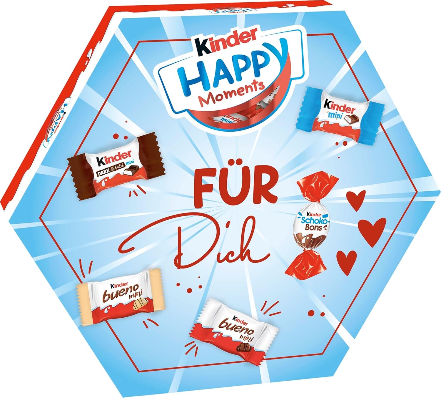 kinder Happy Moments Mini Mix - Regalo di San Valentino per lui e per lei - Per socializzare e condividere con amici e familiari - 161g