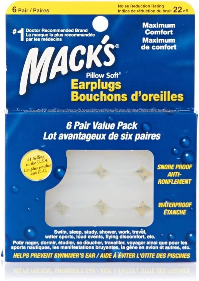 MACK'S Pillow Soft silicon dopuri de urechi, 6 perechi Perne ortopedice cervicale Naty Shop Alb 1 StÃ¼ck (12Er Pack)