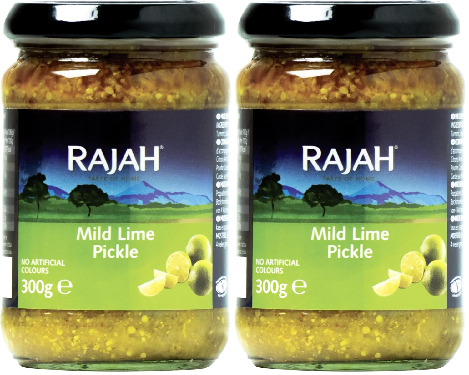 Rajah Mild Lime Pickle – Mild eingelegte Limetten – Ideal come Begleitung zu Curry, Fleisch, Käse, Poppadums & Vorspeisen – 1 x 300 g