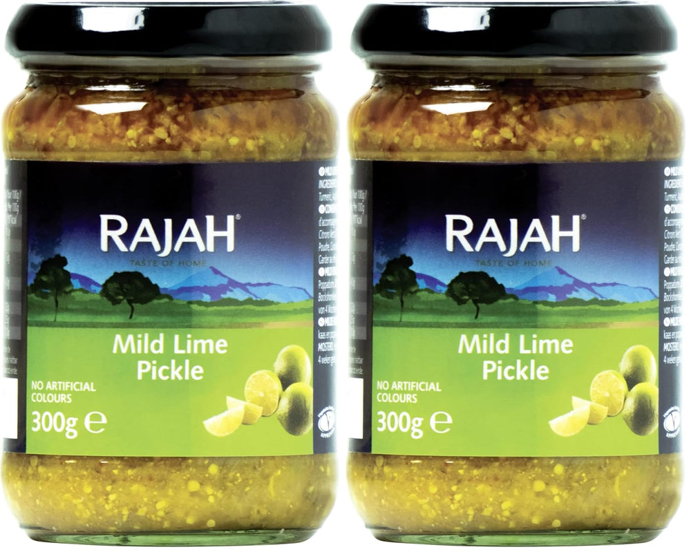 Rajah Mild Lime Pickle – Mild eingelegte Limetten – Ideal come Begleitung zu Curry, Fleisch, Käse, Poppadums & Vorspeisen – 1 x 300 g