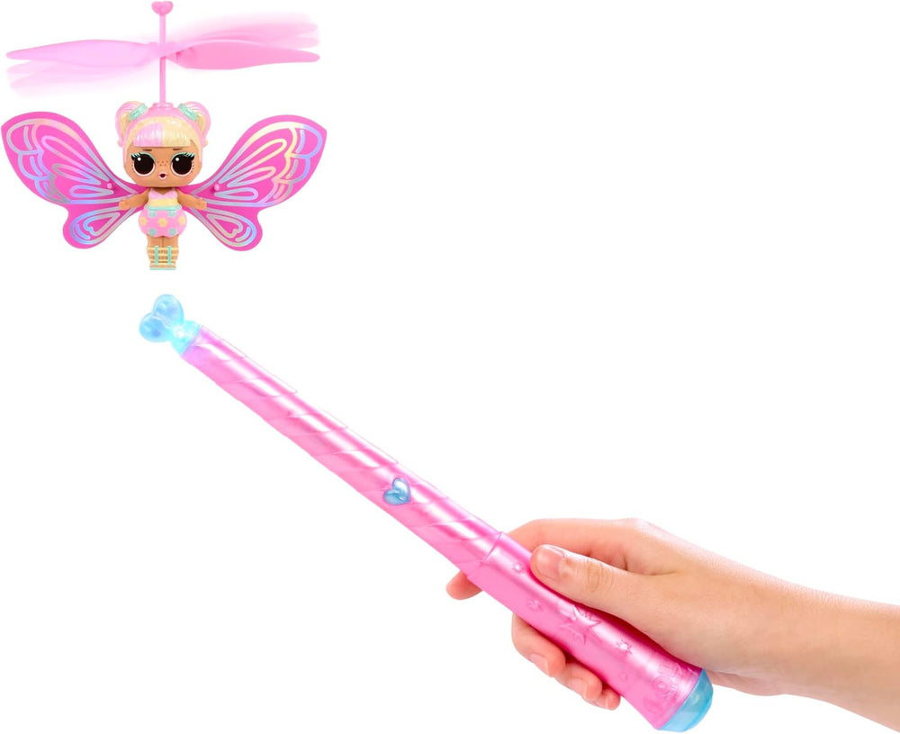 LOL Surprise! Magic Flyers Fairies Tots - Flower Child - Include 1 păpușă și 1 baghetă magică, într-un pachet în formă de floare, 2 de colecționat, Rose