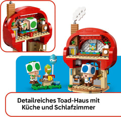 LEGO Super Mario Party bei Toads Haus - Interaktives Set mit 2 Figuren, Küche, Schlafzimmer & Picknicktisch - Kinder Spielset zum Bauen - Gamer Geschenk für Jungen & Mädchen ab 7 Jahren - 72041