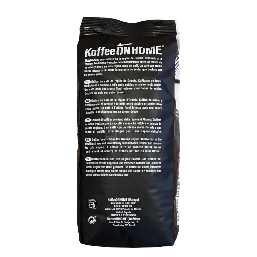 Ganze Kaffeebohnen 100% Arabica aus Äthiopien – 1 kg – Natürlich geröstet – Mittlere Intensität – Fruchtige & Zitrusnoten – Premium-Qualität aus Oromia – Ideal für Espresso & Moka