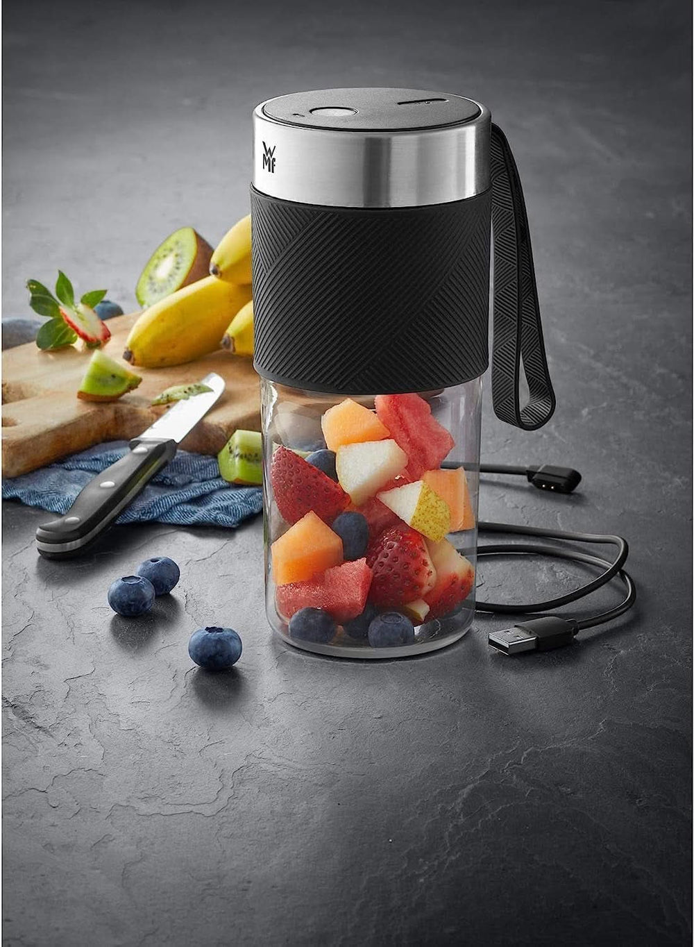 WMF Küchenminis Mix on the Go 300 Ml, Mini Mixer to Go, USB Mixer Smoothie Maker, Aufladbarer Personal Blender, Tragbarer Mixer per Smoothies, Shakes Kitchen Naty Shop
