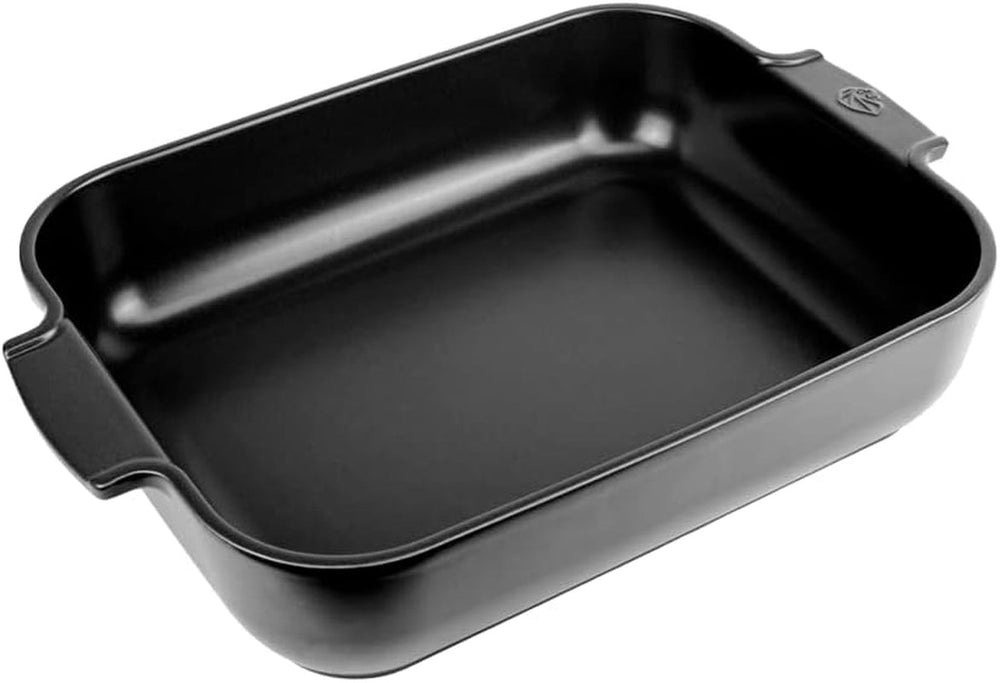 Peugeot Appolia Rechteckige Auflaufform Mit Griffen, Keramik, Schiefer / Grau, 8.3X40.5X27.2 Cm, Fassungsvermögen: Ca. 4 L, 60022 Stampi e teglie Naty Shop Satinschwarz