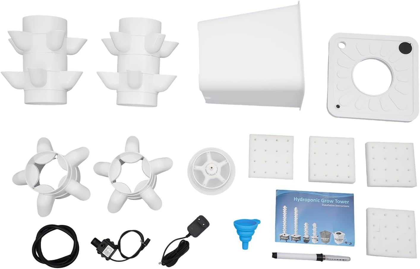 Torre idroponica da 30 capsule, sistema di coltivazione idroponica per giardino, kit di coltivazione aeroponica con serbatoio acqua da 10 litri e pompa di idratazione, kit di coltivazione aeroponica verticale per erbe, frutta, verdura