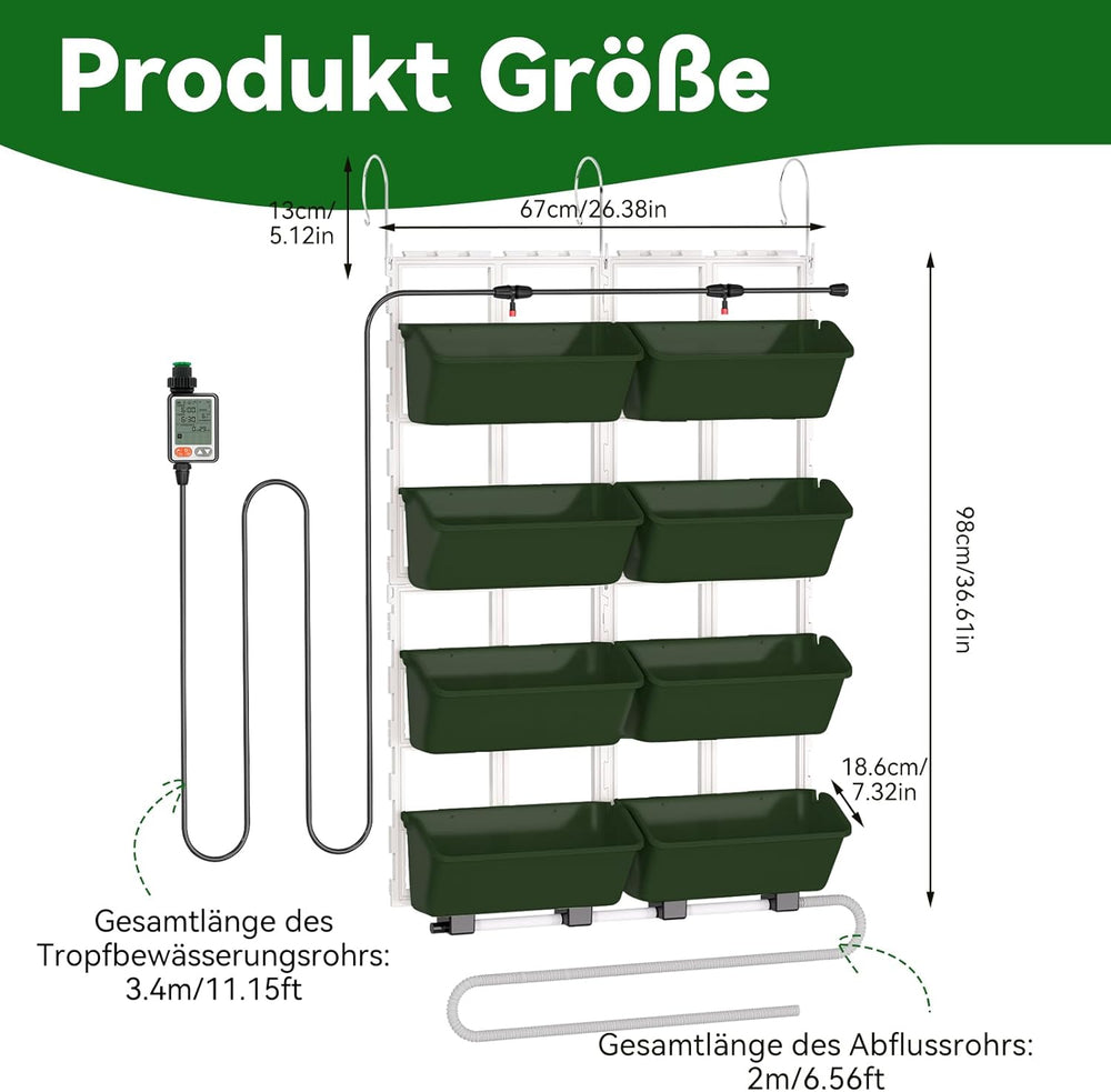 Hängende Vertikale Wand Pflanze, Vertikale Pflanzenwand Balkonbar Pflanzenwand Indoor mit Smart-Timer und Wasserpumpe Blumentopf Wand für Hof Garten Balkon Home Decor