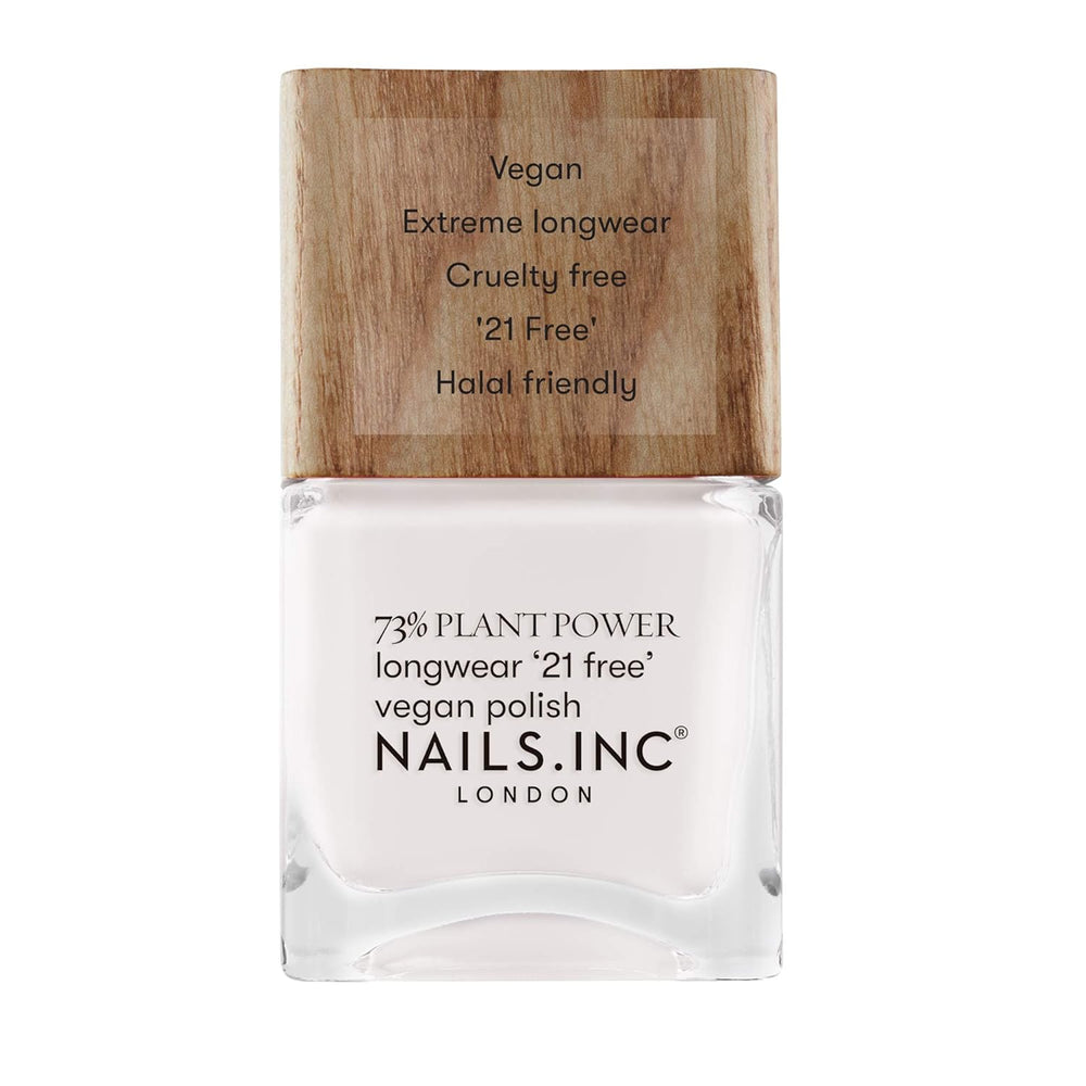 Nails Inc - Smalto per unghie vegano GLOWING SOMEWHERE Plant Power - 73% a base vegetale, 100% vegano e cruelty free - Manicure perfetta, Perla scintillante - Per nail art ecologiche