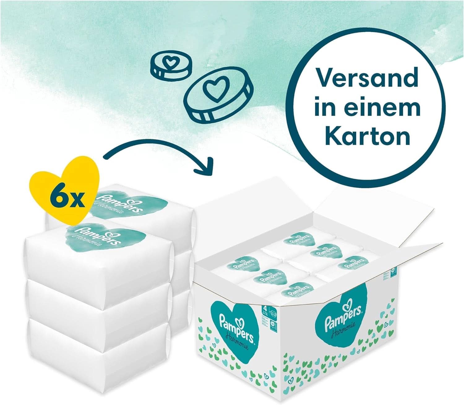 Pannolini Pampers per bambini taglia 4 (9-14 kg) Harmony, 174 pz Mamma e Bambino Naty Shop