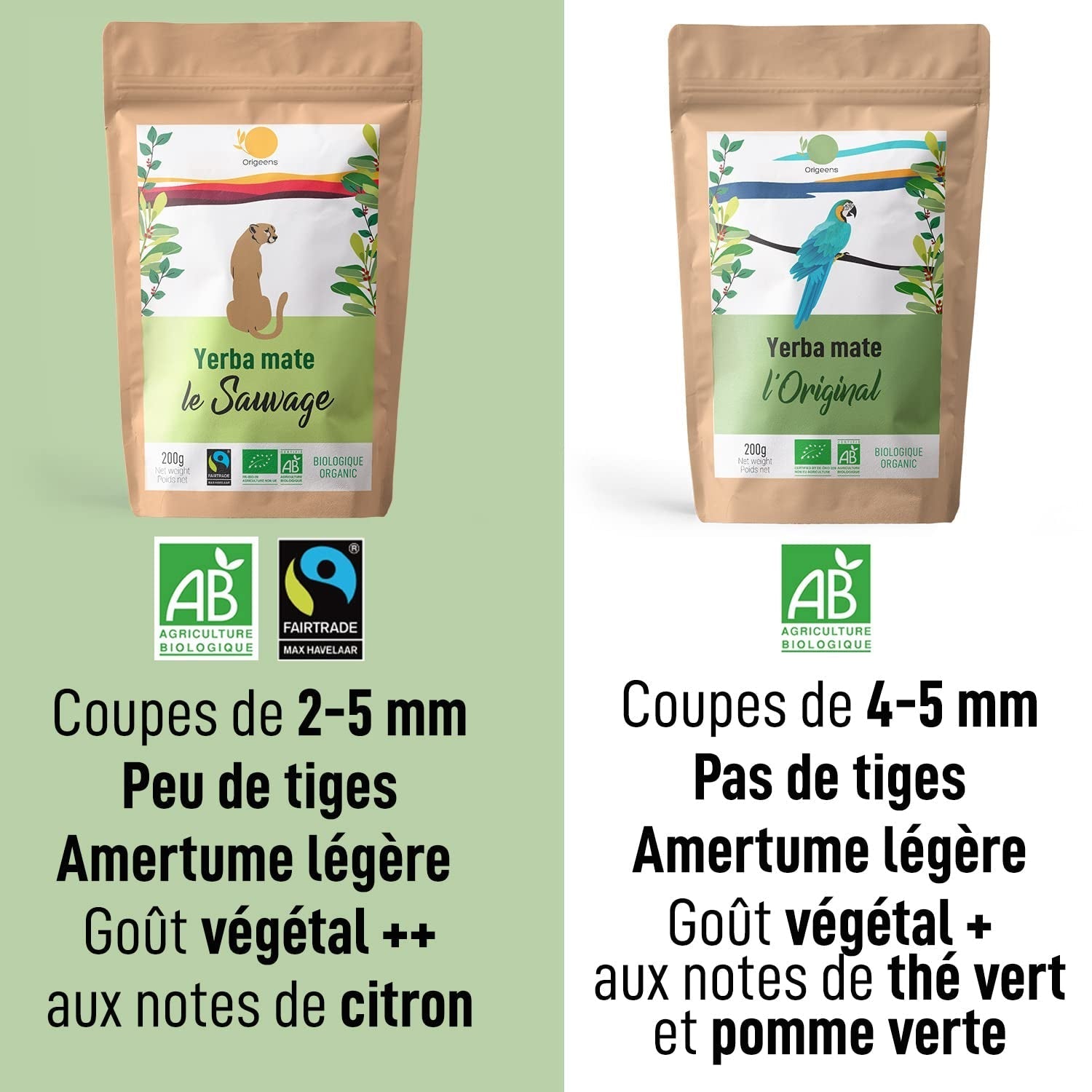ORIGEENS BIO YERBA MATE TEA 200G - Originalul I Bio Yerba Mate neprăjită, frunze, fără tulpini, praf și firimituri I Băutură energizantă și detoxifiantă