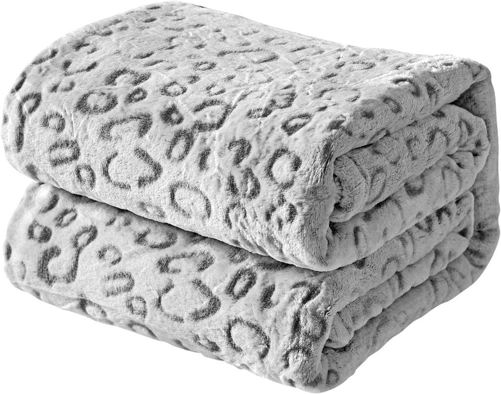 FY FIBER HOUSE flanel fleece throw, pătură din microfibră cu imprimare 3D ghepard, 228 X 274 cm, violet Plapumi si pilote Naty Shop Gri, model leopard 40 "X50"