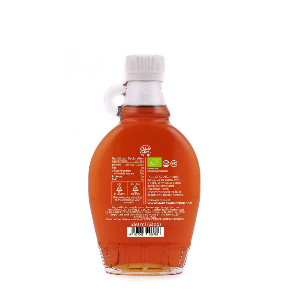 Maplefarm - Puro Sciroppo d'Acero Scuro Canadese Biologico, Grado A, Fondente, Sapore Forte - Dolcificanti 250ml Naty Shop