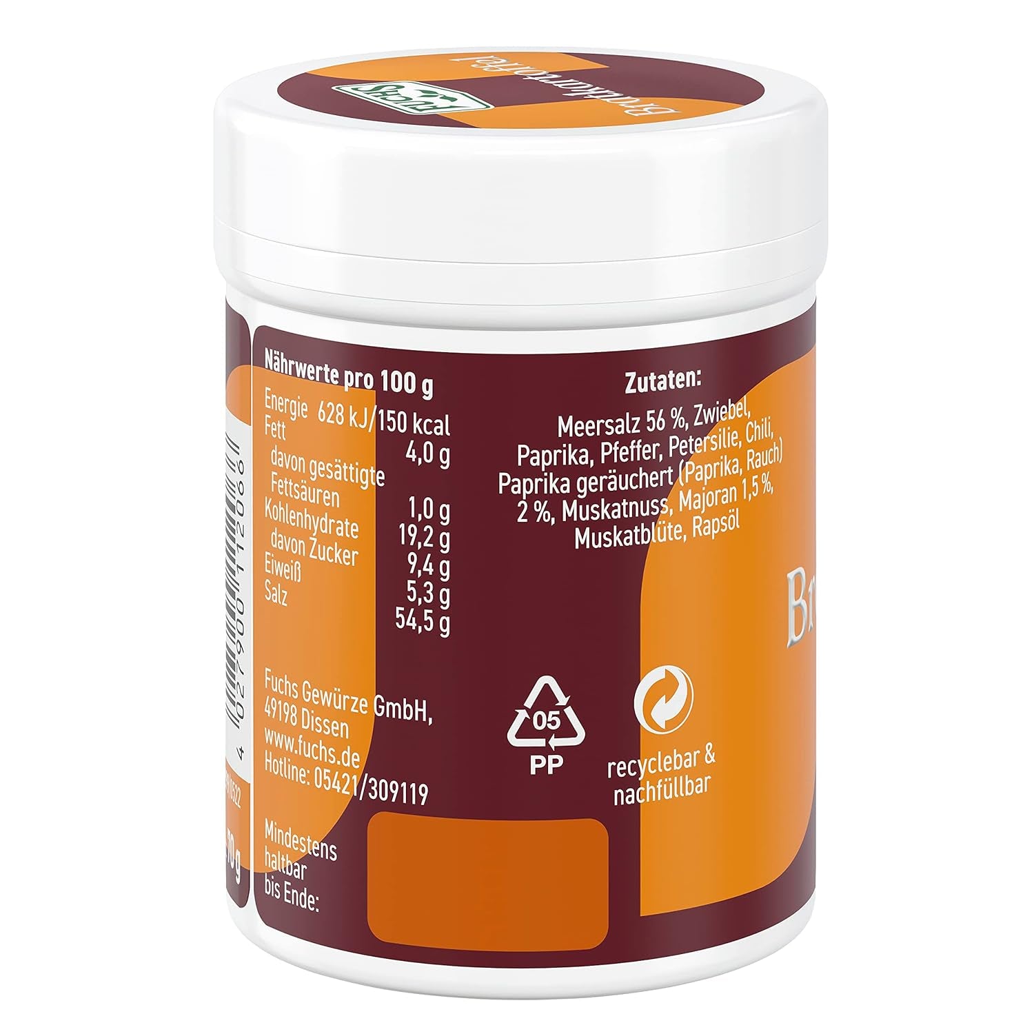 Fuchs Gourmet Selection Klassisch/Heimisch – Bratkartoffel Gewürzsalz, nachfüllbares Kartoffel Gewürz, Salz zum Würzen von Brat- & Ofenkartoffeln, Pommes Frites & Co, vegan, 70 g