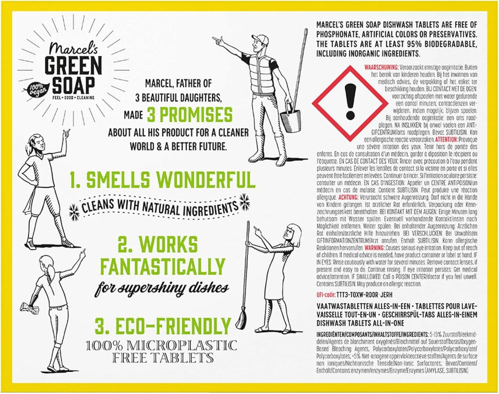 Marcel'S Sapone Verde Pastiglie Lavastoviglie Tutto-in-uno - Pompelmo e Lime - 25 pezzi Detersivi Cucina Naty Shop