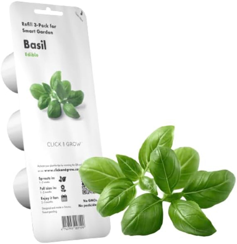 Growbox Click and Grow, Giardino Intelligente, Più Facile del Sistema di Coltivazione Idroponica, Giardino per Interni, Giardino delle Erbe, Serra per Interni con 3 Capsule di Piante Incluse, Bianco