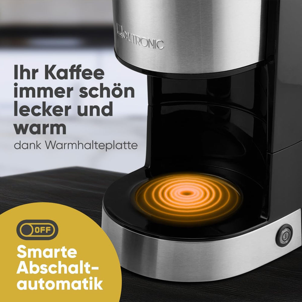 Espressor de cafea cu filtru Clatronic® | pentru 12-14 cești | Espressor de cafea cu filtru | Carcasă din oțel inoxidabil | Anti-picurare | Espressor | Espressor de cafea cu filtru | 800W | KA 3808