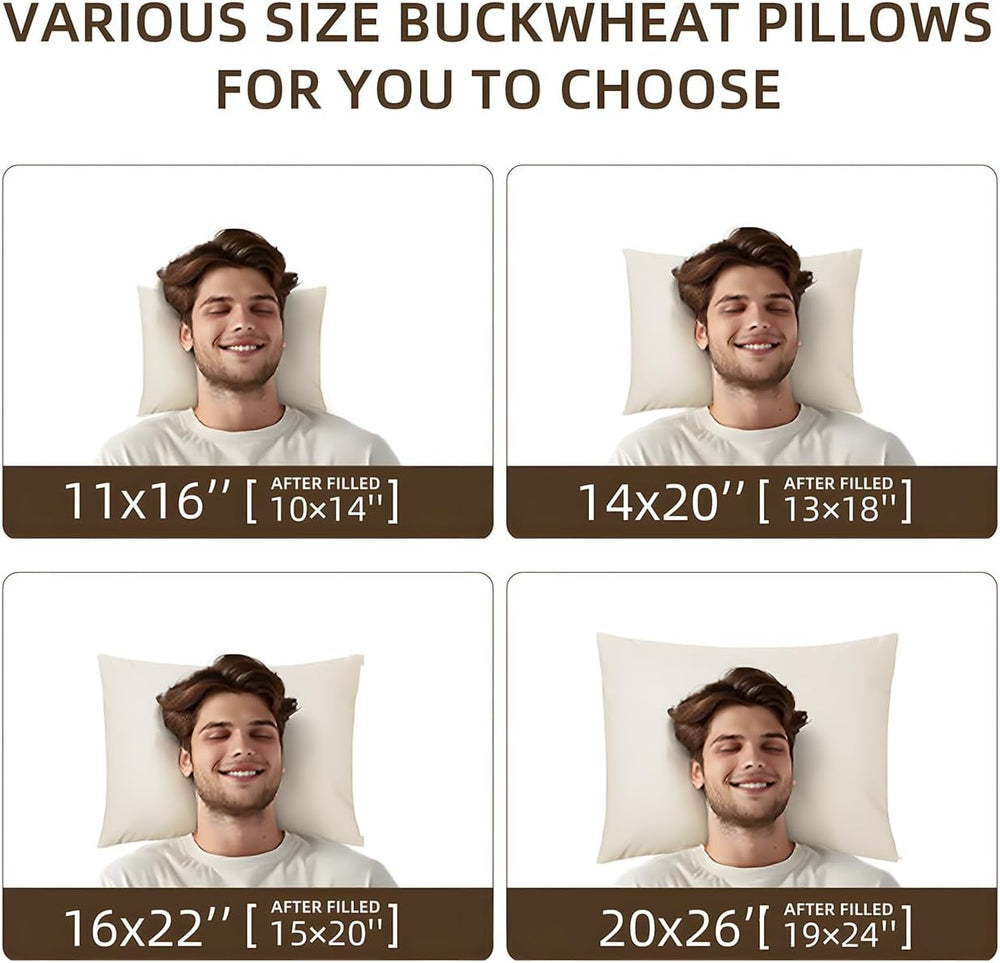 LOFE Pernă organică de hrișcă pentru dormit, 35,6 X 50,8 cm, reglabilă, respirabilă pentru un somn răcoros, suport cervical pentru cei care dorm pe spate și lateral (Tartary Buckwheat Hulls) Perne standard Naty Shop
