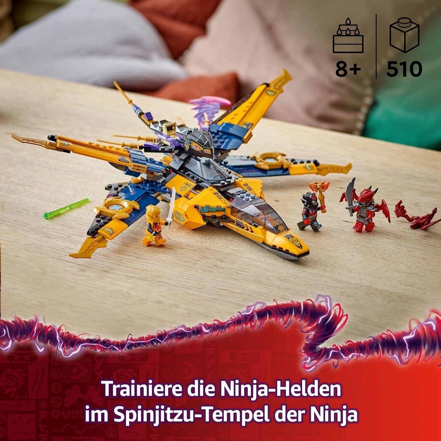 LEGO NINJAGO Super Storm Flyer di Ras e Arin - Giocattolo con drone, shooter, lame e motori - Incl. 3 minifigure di gioco di ruolo Ninja - Set da costruzione per ragazzi e ragazze a partire da 8 anni 71833 Set da costruzione Besuche den LEGO-Store