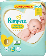 Pannolini Pampers Premium Protection per neonati, confezione Jumbo, taglia 1, 72 pezzi