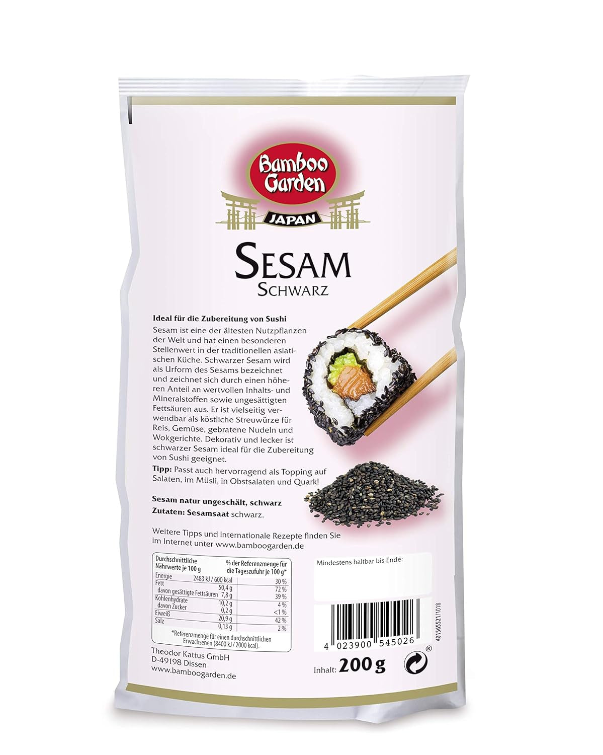 Bamboo Garden Sesam nero, 200 g (Verpackungsdesign kann abweichen)