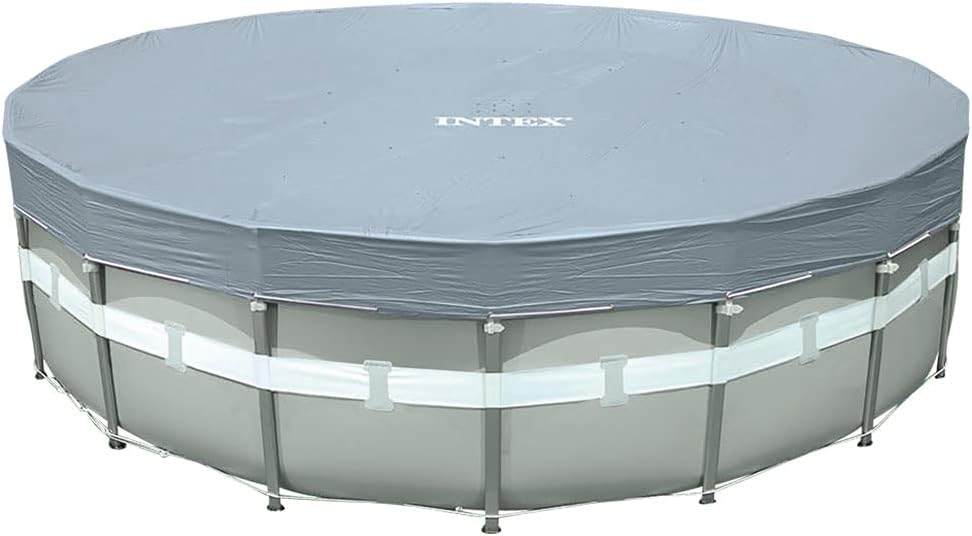 Copertura per piscina rotonda Intex 28031 - Copertura per piscina - Ø 366 cm - Per piscine con telaio in metallo e prismatizzato, Blu scuro