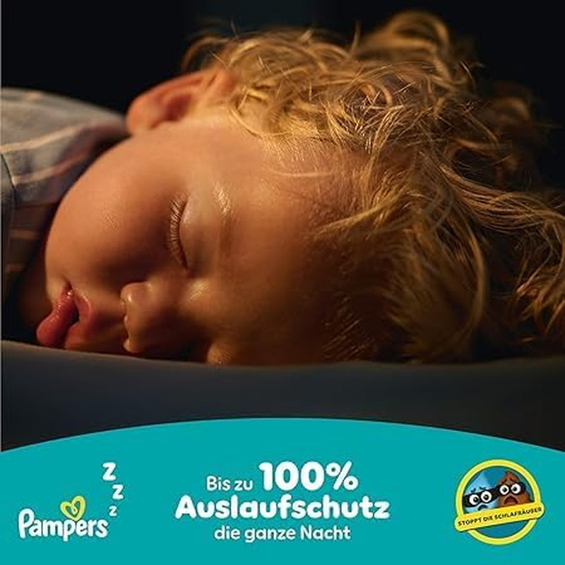 I pannolini Pampers Night Pants taglia 6, 138 pezzi, 13kg-19kg, forniscono una protezione extra per tutta la notte.