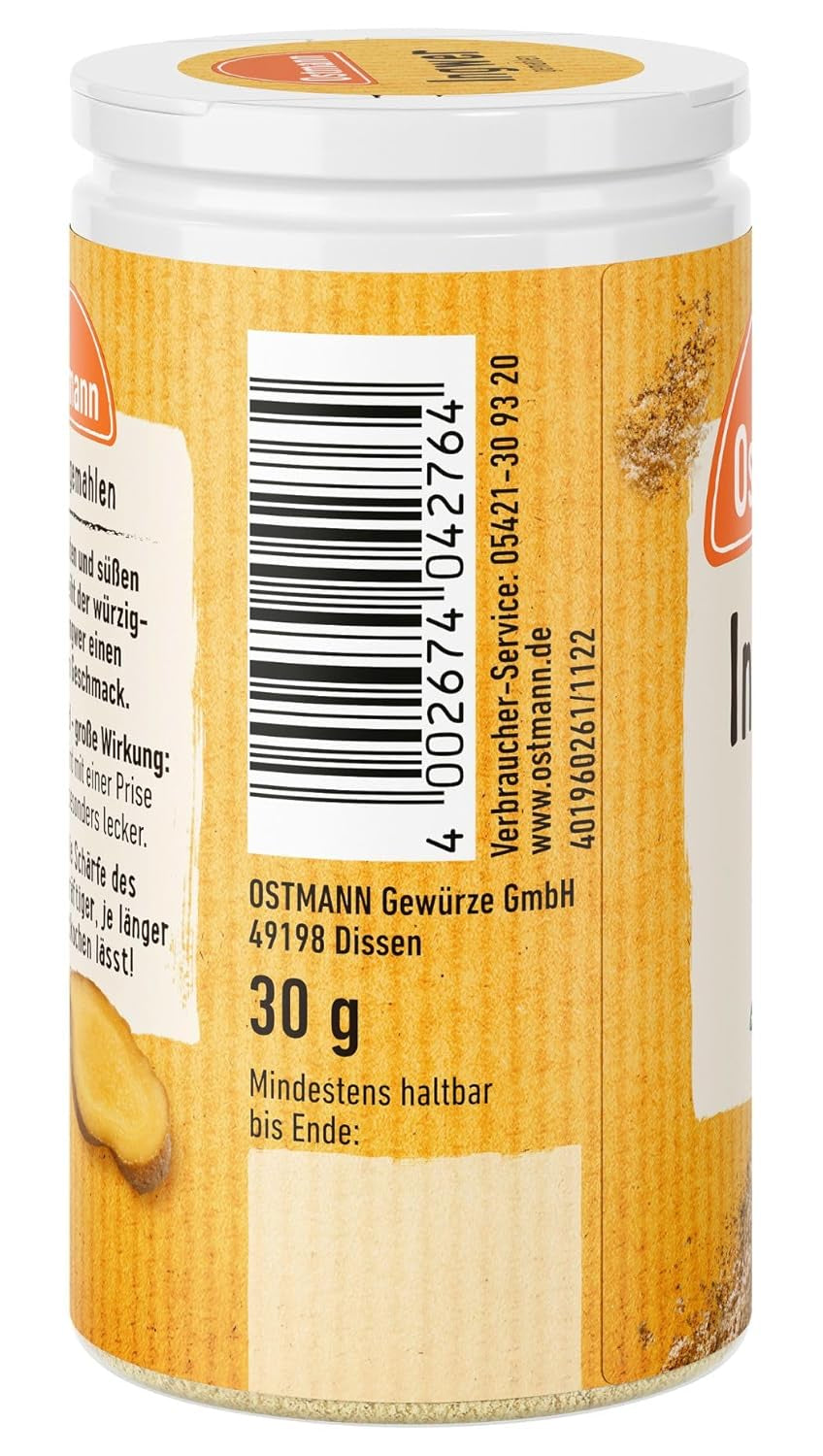 Ostmann Gewürze - Ingwer gemahlen | Nachfüllbare & Recyclable Verpackung | 30 g in der Streudose