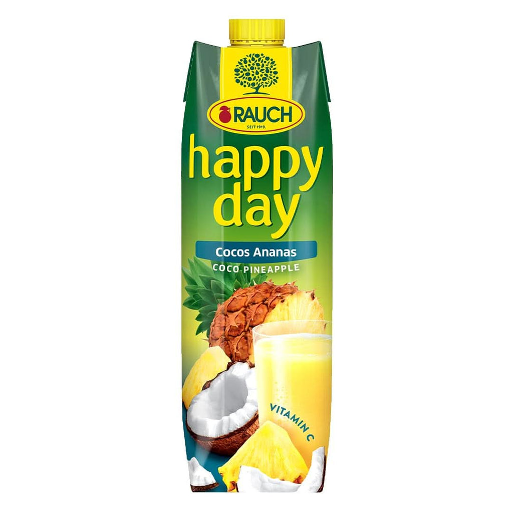 Rauch Happy Day Coconut-Pineapple | O călătorie în Caraibe | Suc de fructe din ananas și apă de nucă de cocos | 6 x 1 litru, Tetra Prisma Bauturi fara alcool Naty Shop