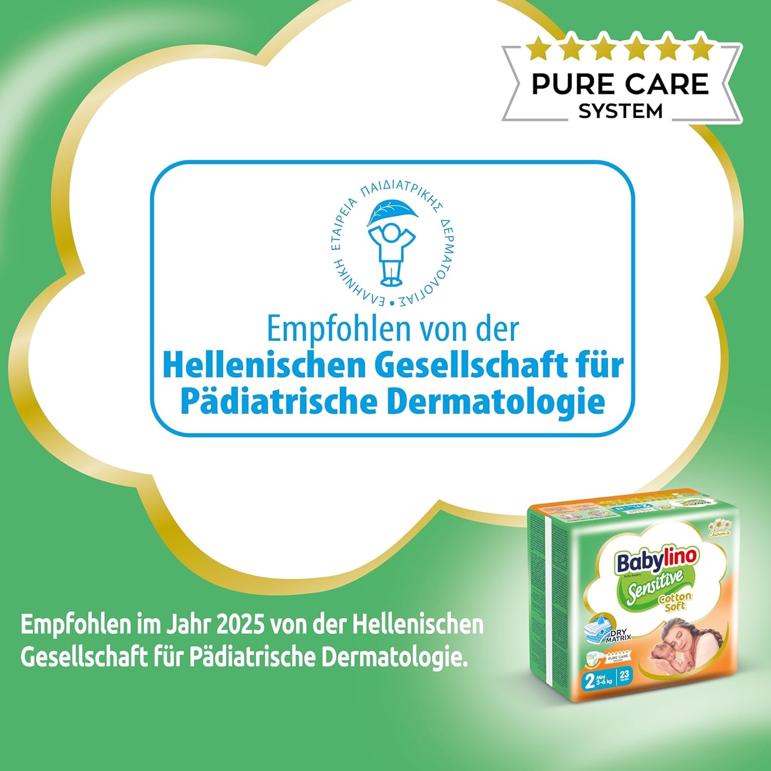 Pannolini per bambini sensibili, taglia 2, mini (3-6 kg), 192 pannolini